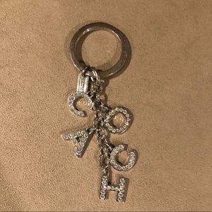 Silver Crystal Coach Logo Keychain